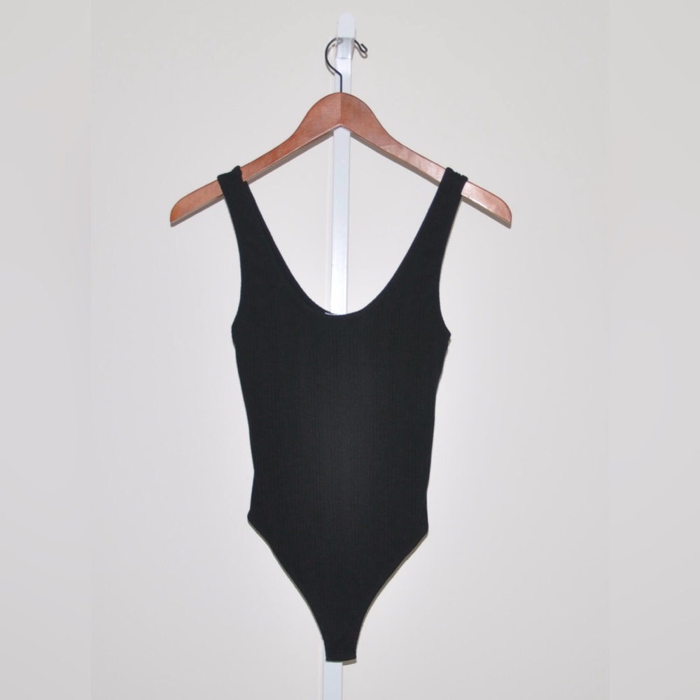Jonathan Simkhai Women's Irene Rib Knit Black Bodysuit Tank Top Size Small S